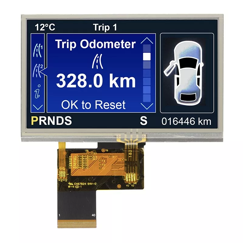 4.3 düym 480x272 rezistiv tip tft modulu